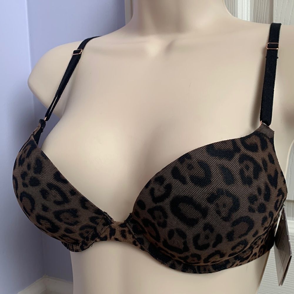 Smart & Sexy Miraculous Push Up Padded Bombshell Bra 32B Animal print